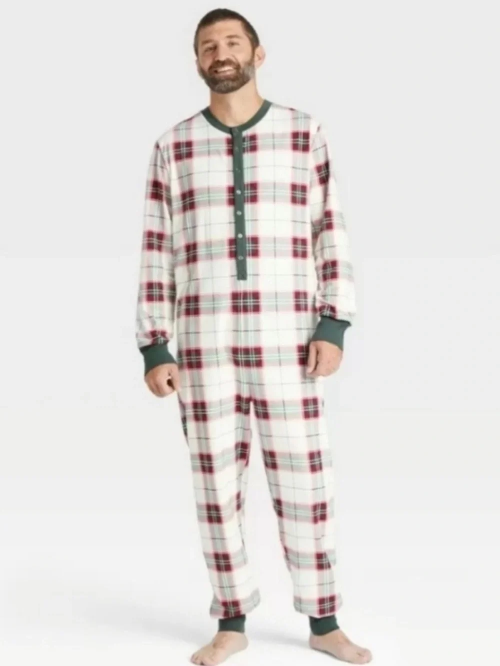Hearth & Hand with Magnolia Plaid Adult One Piece Pajama Union Suit L Unisex